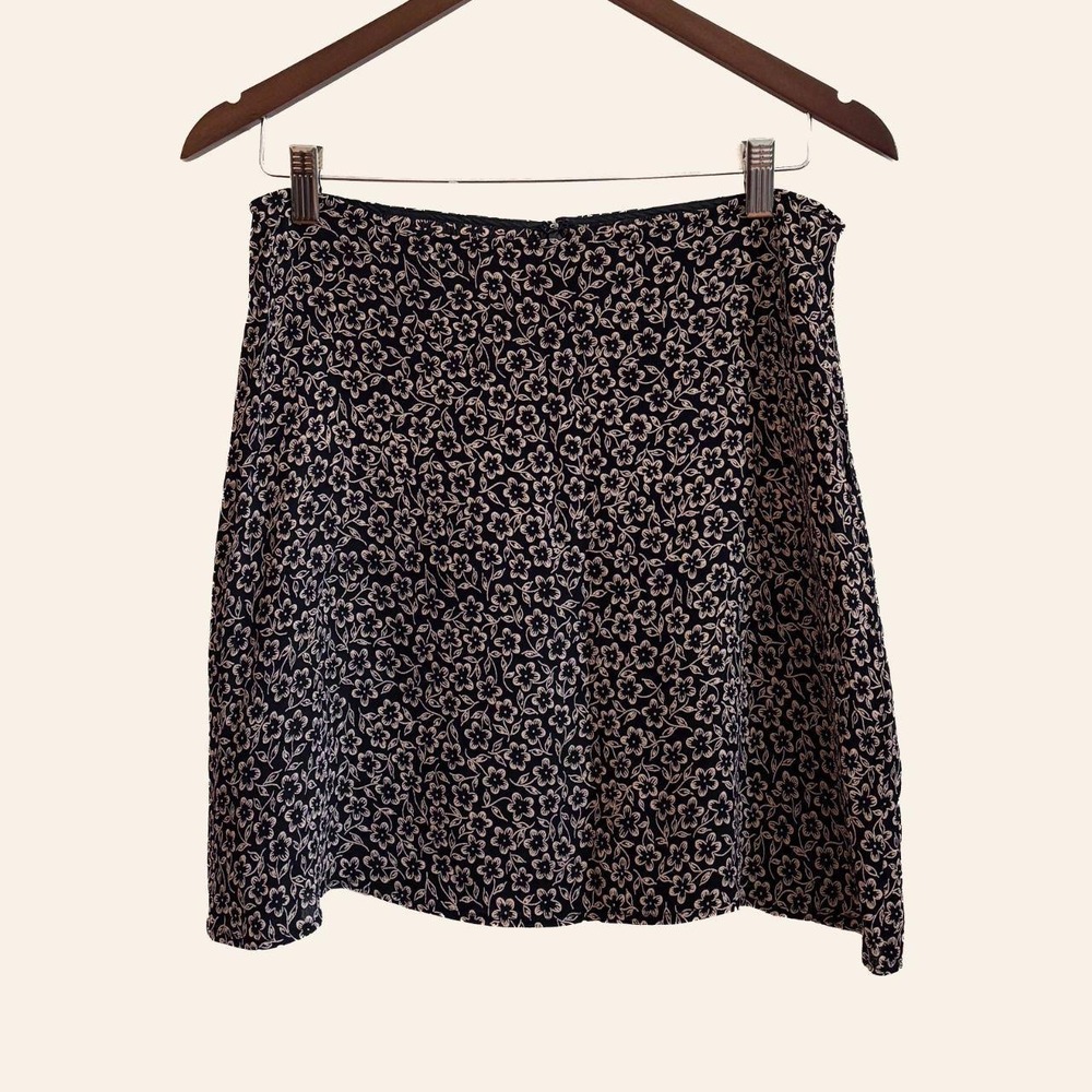 Reformation Navy Floral Mini Skirt
